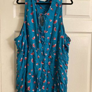 Torrid Women's Top Shirt Sleeveless Aqua Teal Watermelon Plus Size 6XL